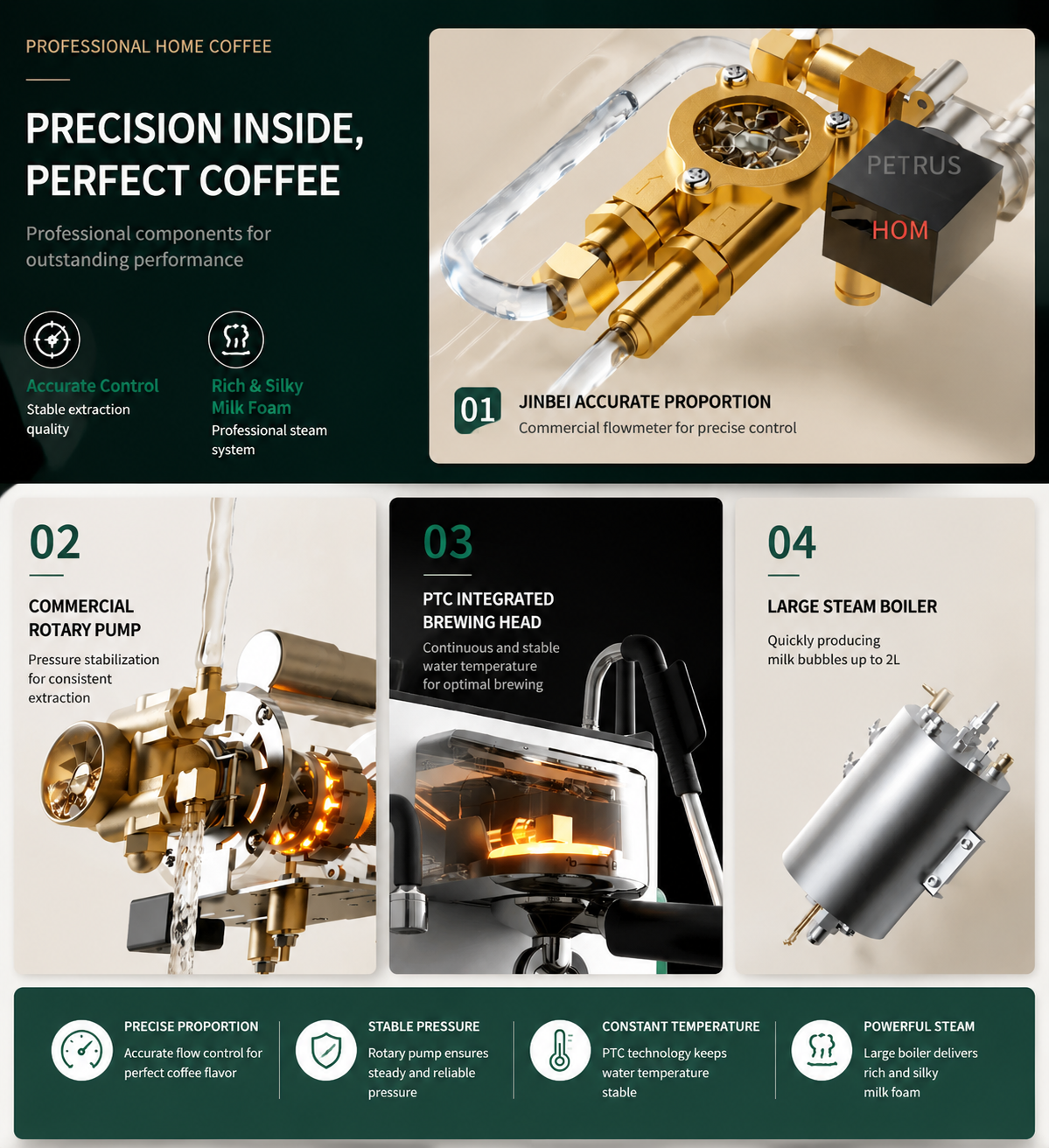KALINVA KV100 Pro professional espresso machine internal components with rotary pump and steam boiler